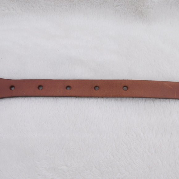Massimo Dutti USED Wide Brown Cow Leather Belt Brass Buckle Size 80 - Picture 7 of 11